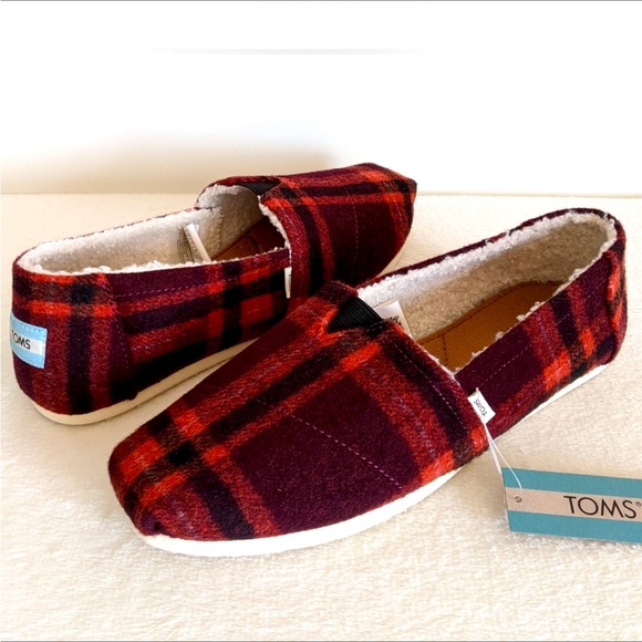 NWT Toms Belmont plaid wool blend slip on shoes. - Picture 1 of 10